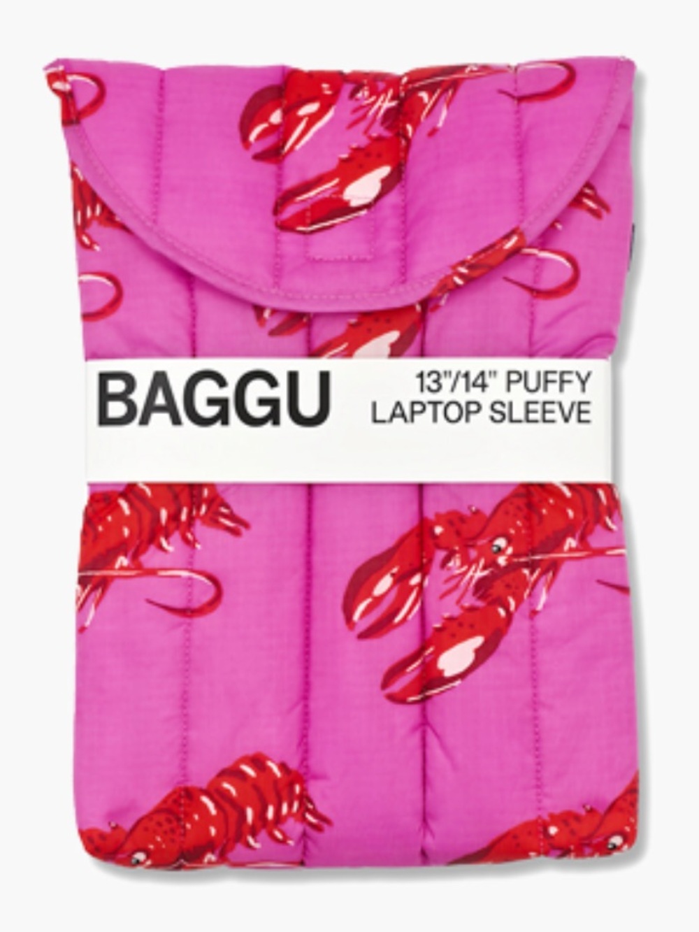 Baggu Pink Lobster Puffy Quilted Laptopn Sleeve 13/14 in